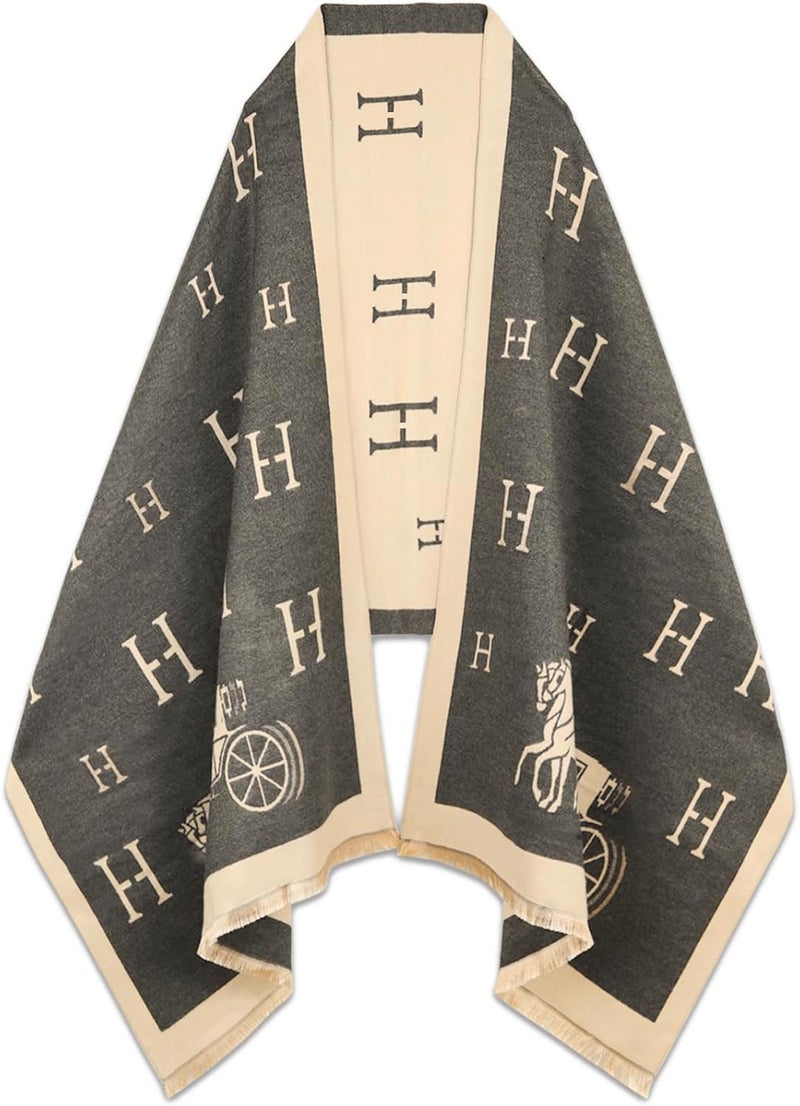 EXTREE Scarfs for Women Pashmina Silky Shawl Wrap for Evening Dressing Blanket Open Front Poncho Cape - Image 1